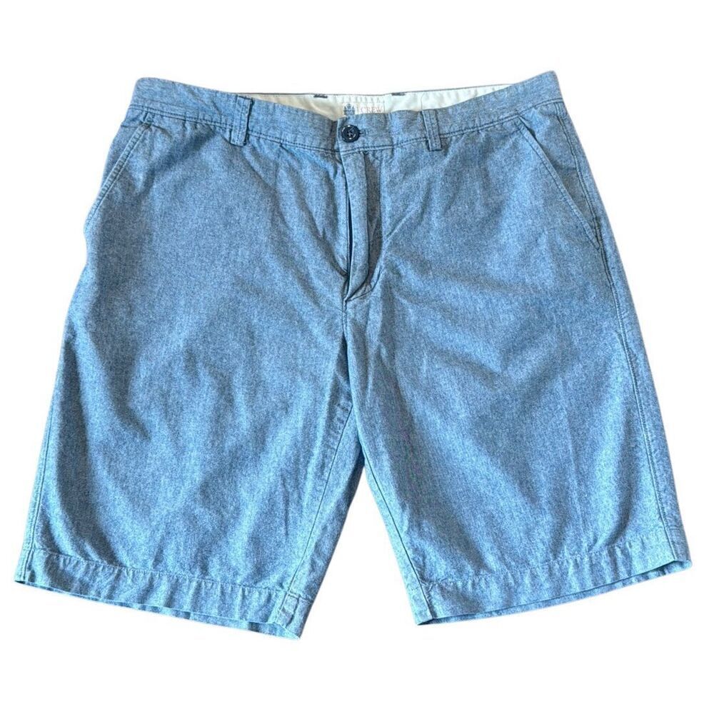 J.crew blue 10” inseam cotton chambray flat front shorts size 34